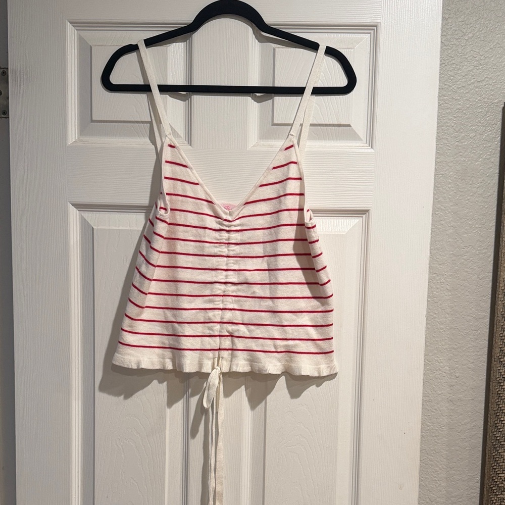 Pink Lily White and Red Striped Tank Top